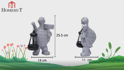Garten Ornament Schildkröte Solarleuchte Deko Laterne Steinoptik DS6263 ULME WH