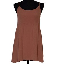Forever 21 Rust Boho Mini Dress Rayon Spaghetti Strap Empire Waist Size S