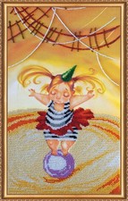 Bead Embroidery Kit "Girl on ball" Stitching Handmade Beadwork