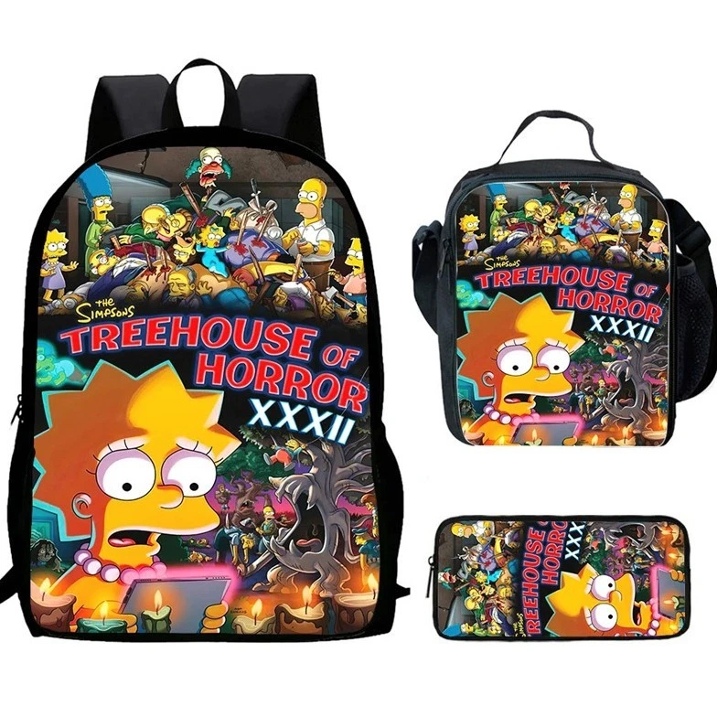 The Simpsons School Backpack Insulated Lunch Bag Rucksack Pencil Case Set Gift