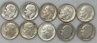 Lot of 10 Roosevelt Dimes 90% Silver Pre 65 Various Years