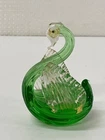 VTG Italian Murano Gold Flake Emerald Green Glass Swan - 5.5" Tall