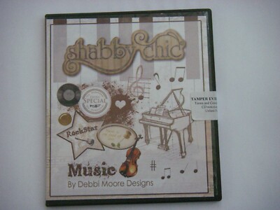 DEBBI MOORE CD-ROM Shabby Chic MUSIK 950+ Elemente PAPIERE Pyramide EINLAGEN Etiketten