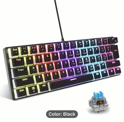 HKSJ 61-Tasten kabelgebundene mechanische Gaming-Tastatur RGB Hintergrundbeleuchtung Pudding Tastenkappen.