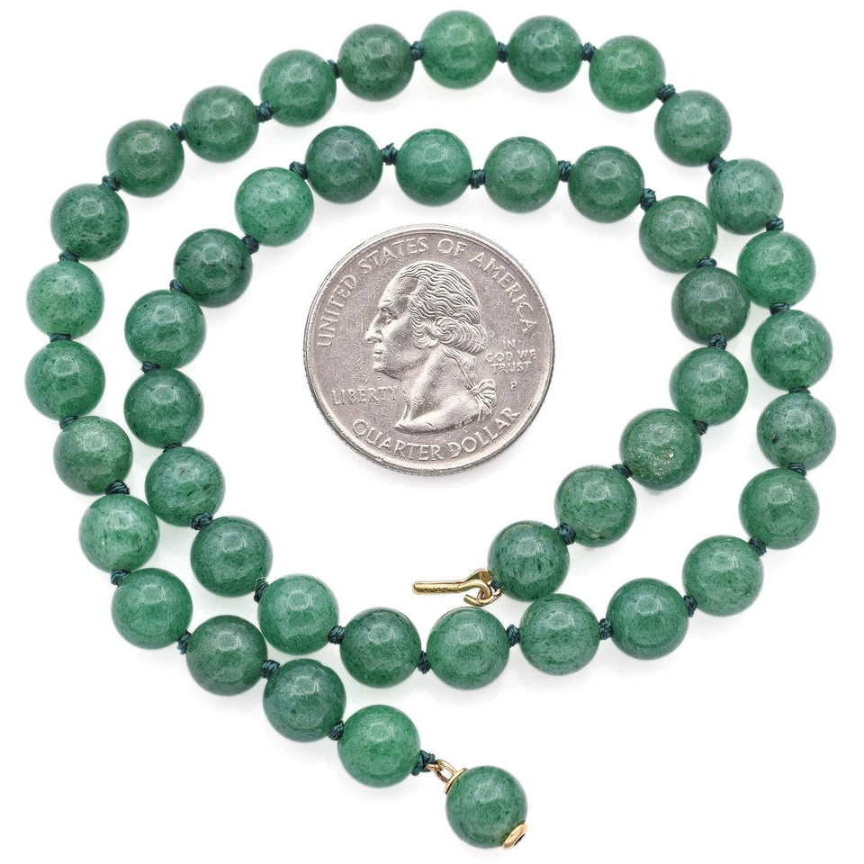 Collar vintage de oro amarillo de 14 quilates con cuentas de aventurina Foto 4 de 4