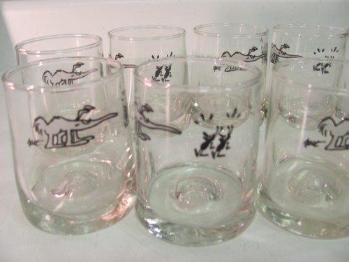 Johnny Hart Comic Strip BC Caveman Vintage Pinched Highball Glasses 3.5" Tall - Picture 3 of 12