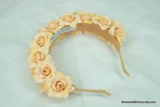 Beige Flowers Headband Crown Fascinator Melbourne Cup Race Day Wedding Guest