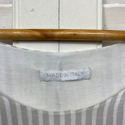 Italian Silk Top Womens 8 Sheer Overlay White Made In Italy Silk Blend - Picture 4 of 9