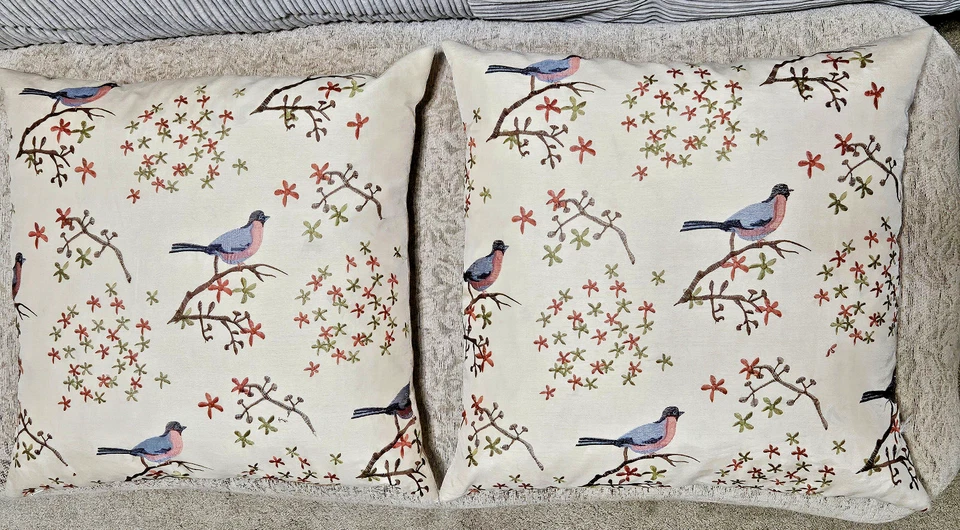 Travesseiros, 2 arremessos, decorativos, pena, todos os detalhes bordados pássaros quadrado, - Imagem 4 de 4