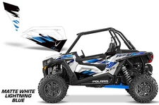 AMR Racing Graphic Wrap Kit Polaris RZR 1000 UTV OEM Door Insert MATTE WHITE LIT