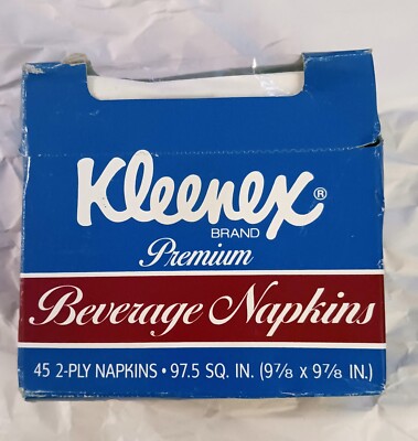 Vintage Kleenex Premium Beverage Napkins New Old Stock 45 Two Ply Napkins