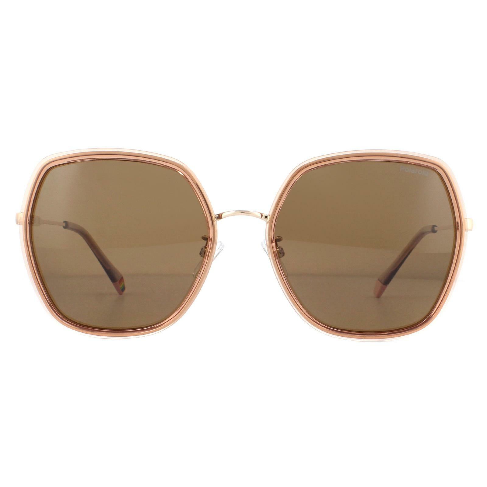 Polaroid PLD 6153 Pink Bronze Polarized Sunglasses 35J/SP Shield Eyes-image