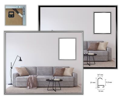 Alu Bilderrahmen Prospero stabil schmal Maße Groß Standard DIN Kunstglas matt
