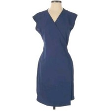 Everlane Womens Wrap Japanese Goweave Short Sleeve Midi Dress Size 0 Blue