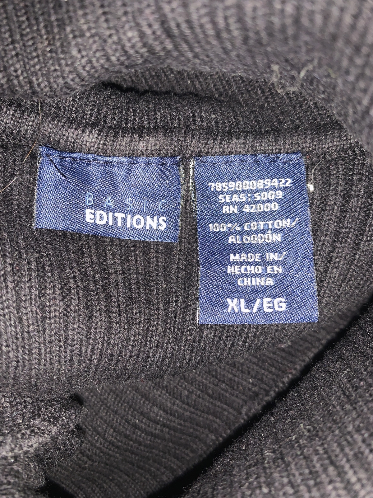 BASIC EDITIONS Ribbed Turtle Neck Sweater ALL BLA… - image 3