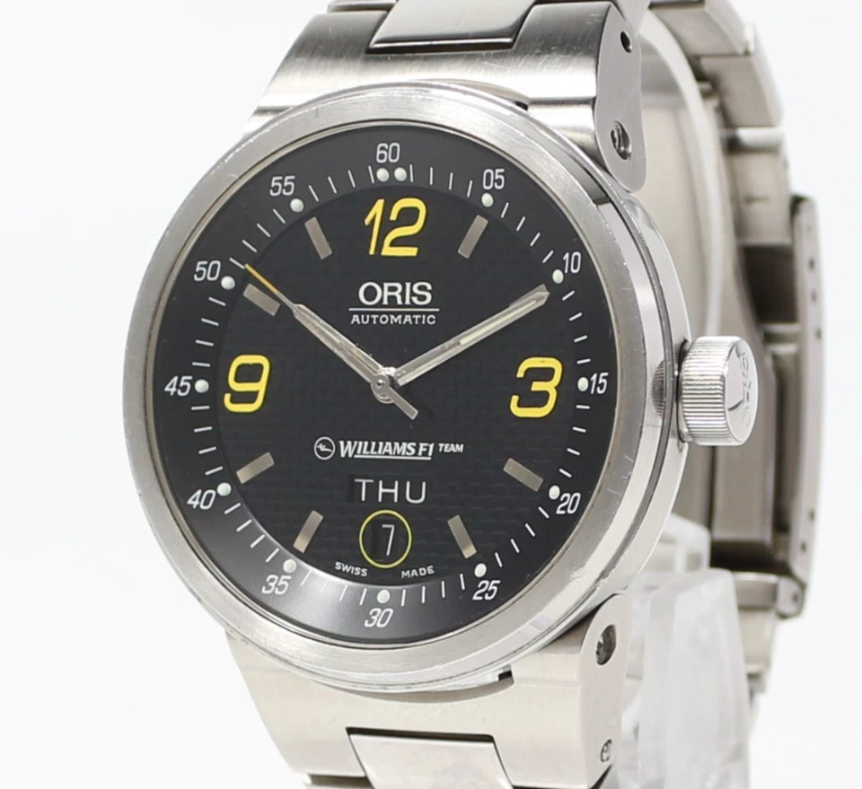 [Near MINT] ORIS William F1 Team 7560 Black yellow AT Day Date Men's Watch - Image 3 of 4