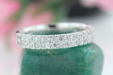 Double Row Eternity Ring Band 1ct Round Cut Simulated Diamond White Gold Plated