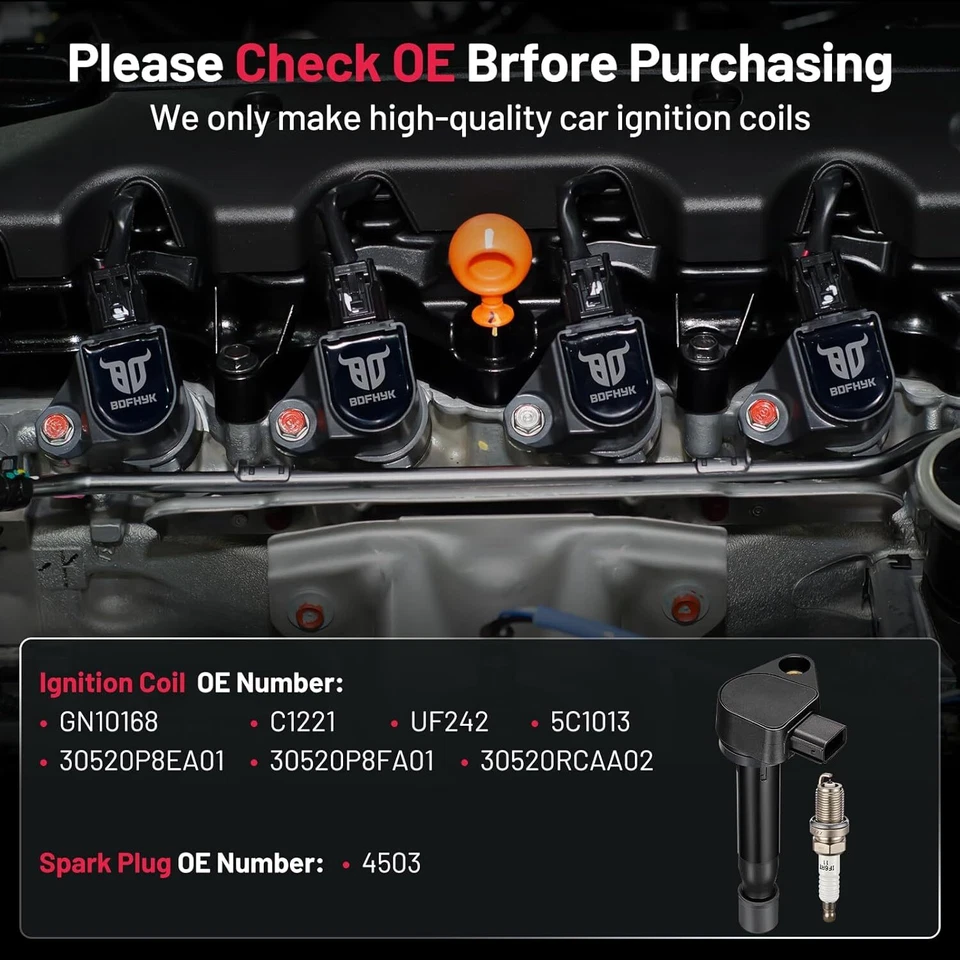 UF242 Paquete de bobinas de encendido y juego de 6 bujías de iridio para Acura CL TL 3,2 L V6 Foto 4 de 4