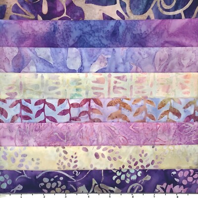 8 Fat Quarters Grape Vine #1 Batik Lunn Fabric FQ Pack 100% Cotton Purple Beige