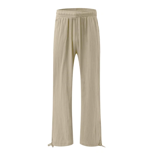 Women Loose High Waist Drawstring Cotton Linen Wide Leg Long Pants With Pockets - Picture 5 of 44