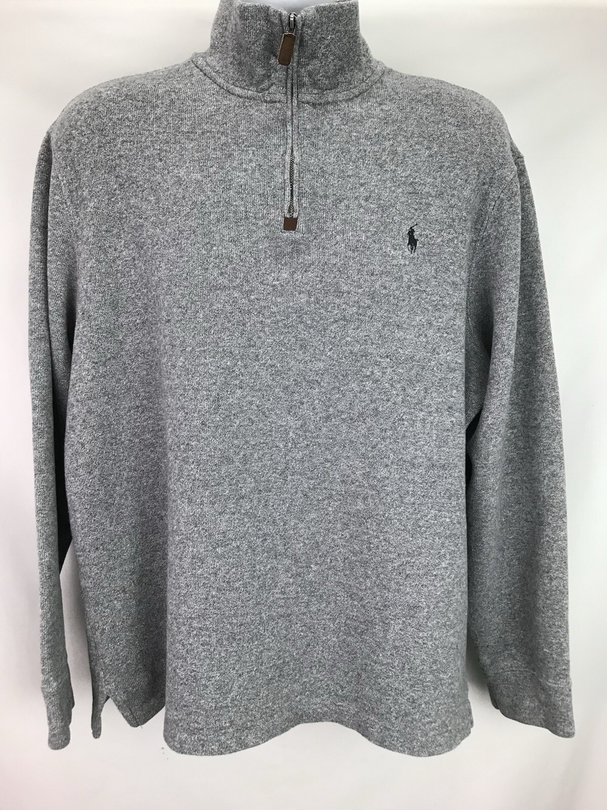 Polo By Ralph Lauren Felpa Uomo XL 1 4 Zip Finto Collo Grigio Pony Logo Pullover