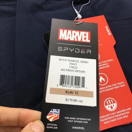 SPYDER Marvel Hero Boys Ski Snowboard Pants 12 Captain America 3M Thinsulate NWT - Picture 5 of 10