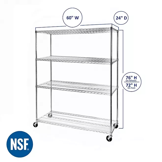 Seville Classics Ultradurable® 5-Tier NSF Steel Shelving, 60" W X 24" D X 72" H