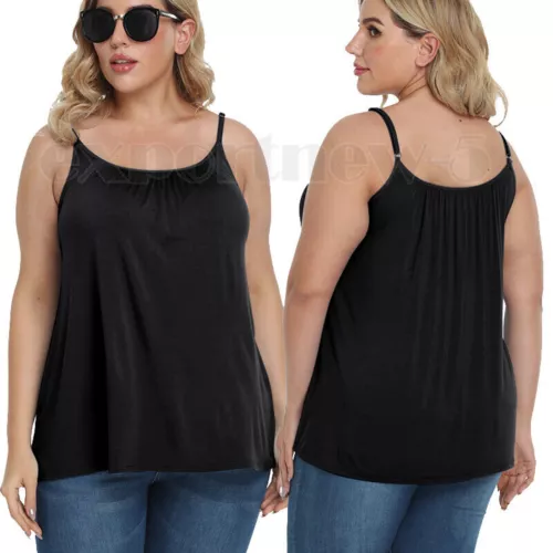 Women Flowy Pleated Camisole with Built-in Bra Loose Casual Sleeveless Tank Tops - Picture 15 of 48