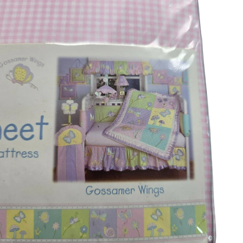 Sábana ajustable para cuna Gossamer Wings rosa guinga a cuadros 28"x52" ropa de cama para bebé JJ3979 Foto 4 de 4