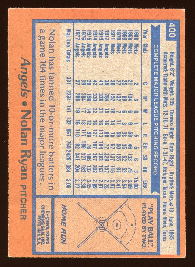 5 Card Lot / 1978 1979 Topps 1981 Donruss Baseball NOLAN RYAN VG EX