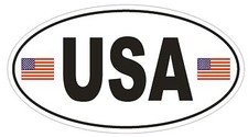 USA Oval Bumper Sticker or Helmet Sticker D80...