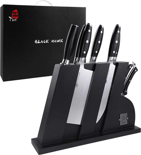 TUO Knife Set 8 Pcs, German Stainless Steel Knife Block Set BLACK HAWK SERIES