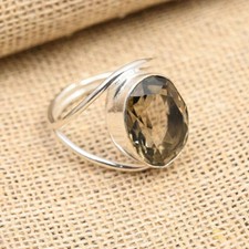 925 Sterling Silver Ring Smoky Quartz Ring Handmade Dainty Ring All Size SR300