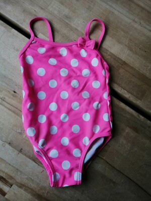 Matalan Baby Girls Pink Polka Dot One Piece Swimwear 9-12 months VGC