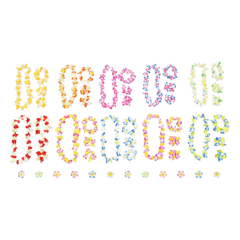 2 Sets Hawaii Flower Necklaces Artificial Flowers Garlands Tropical Lei