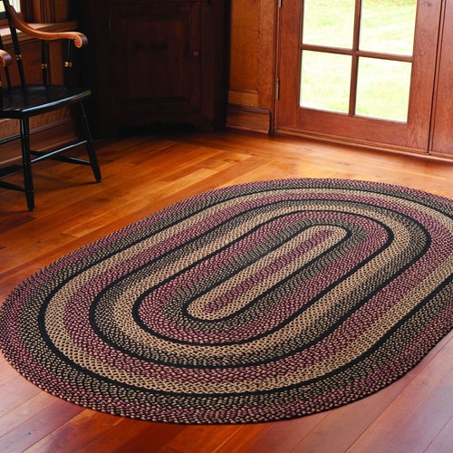 IHF Home Decor Blackberry 5' x 8' Braided Rug Oval Carpet Natural Jute