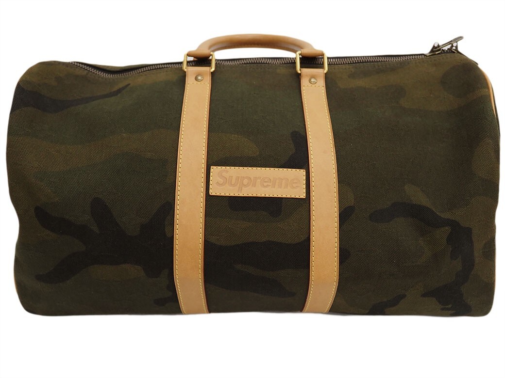 LOUIS VUITTON Supreme Monogram Camo Boston Bag Keepall Bandouliere 