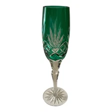 AJKA Carolyne Light Green Champagne Flute CRYSTAL Hungary Odessa 9”