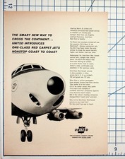 United Airlines DC-8 Red Carpet Jets Vintage Magazine Ad 9x12 Ephemera