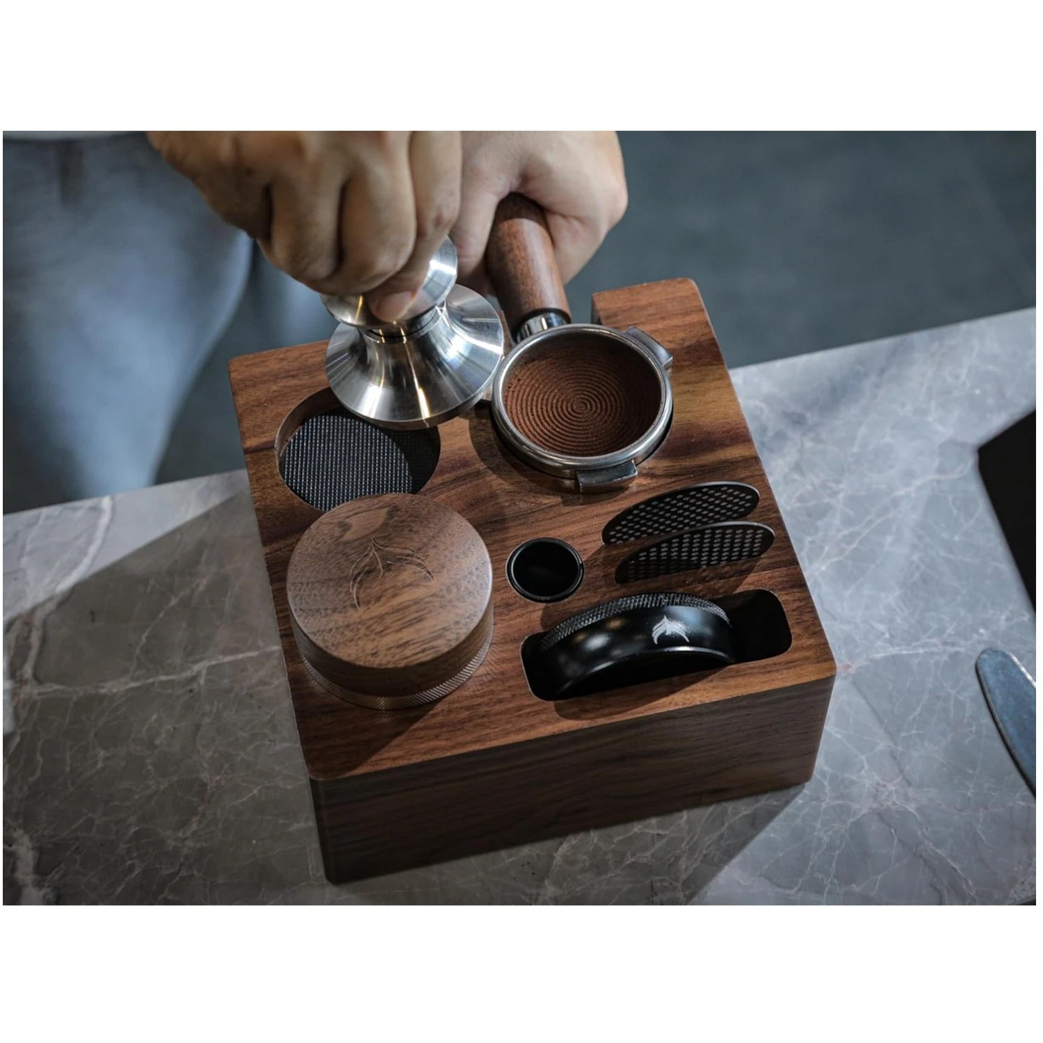 Luxury Walnut Espresso Accessory Storage Station