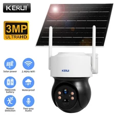 Solar Battery Powered Wireless WiFi Outdoor Pan/Tilt Home Security Camera System