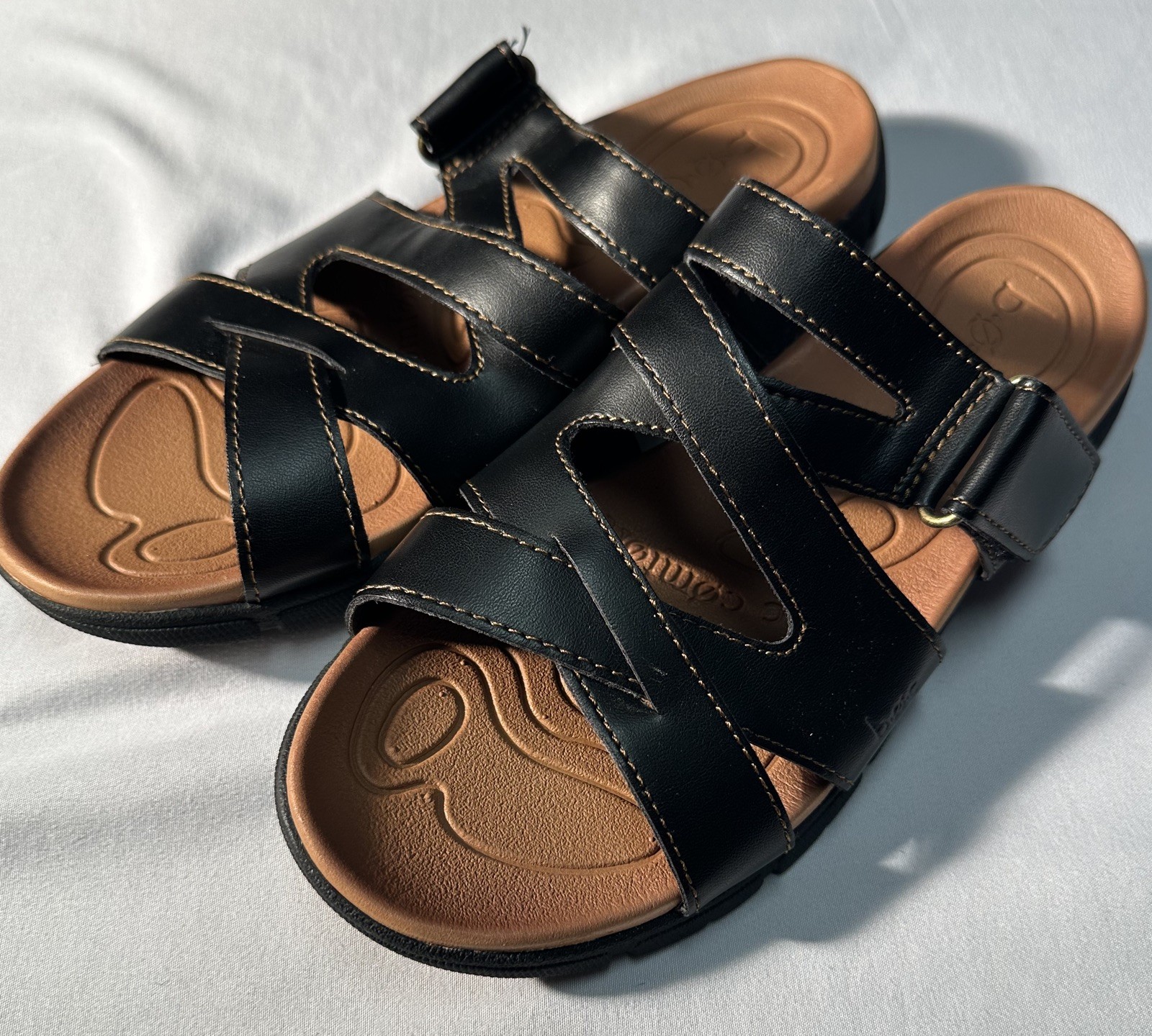 BOC Born Sandals Slip-on Black Strappy Lightweight Comfort Women's Sz 8 M