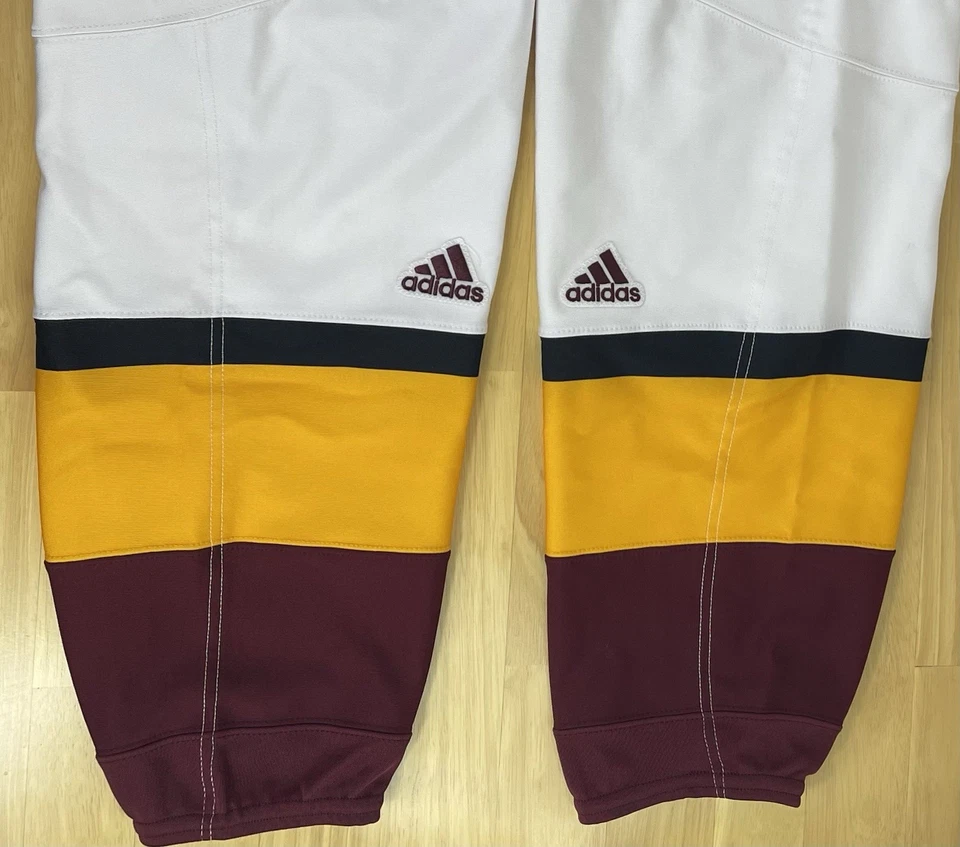 Adidas ASU Ice Hockey White/Burgundy Sleeve Set Pair 2 Team Issue Socks - Men XL - Image 3 of 4