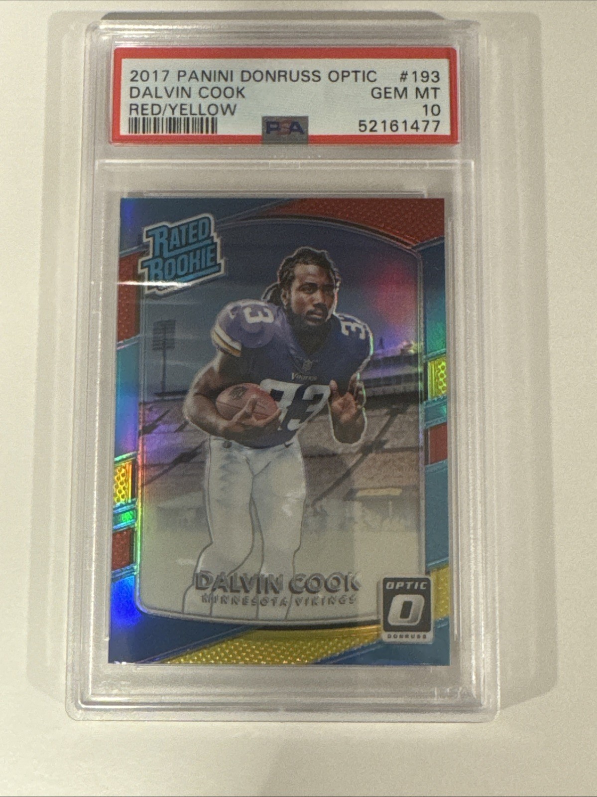 2017 Panini Donruss Optic Dalvin Cook #193 Red Yellow PSA 10 RC Vikings