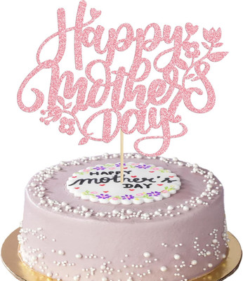 Happy Mother's Day Glitter Cake Topper - Best Mom Ever Heart Decoration