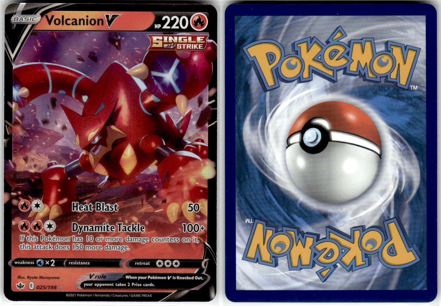 VOLCANION V - 025/198 - HOLO RARE V - CHILLING REIGN - POKEMON - - NM