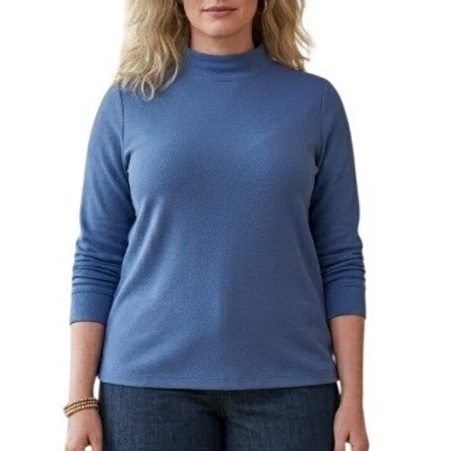 Hasting And Smith Women Mock Neck Size 3X Slate Blue Baselayer Capsule Essential