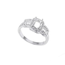 7x5 Oval Shape Semi Mount Ring 925 Sterling Silver Solitaire Accents Women Ring
