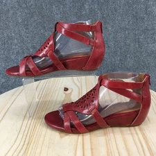 Sofft Sandals Womens 8 M Breeze Gladiator Maroon Leather Wedge Heels 1277102