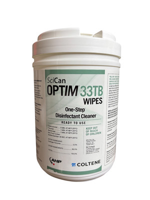 2 Packs SciCan OPTIM 33TB Disinfectant Cleaner Wipes 160 Ct Tub EXP 03/2028